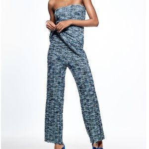 Blue tweed stretch set from zara NWT
